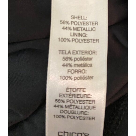 Chicos Metallic Long-Sleeve V-Neck Tunic Top Black/Gold XL Chicos 3 - Picture 4 of 10